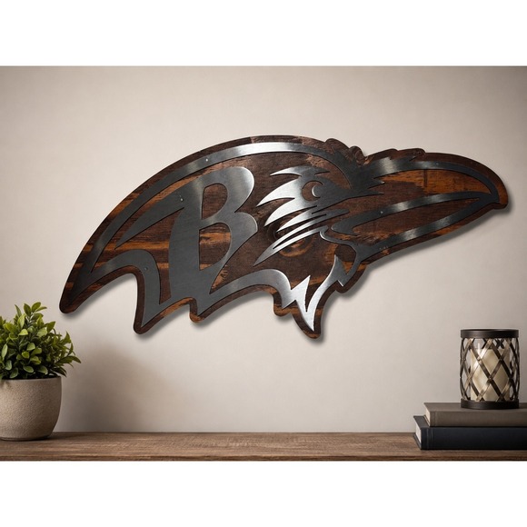 Other - Baltimore Football Raven Wooden Wall Art Metal Overlay Fan Cave Decor New